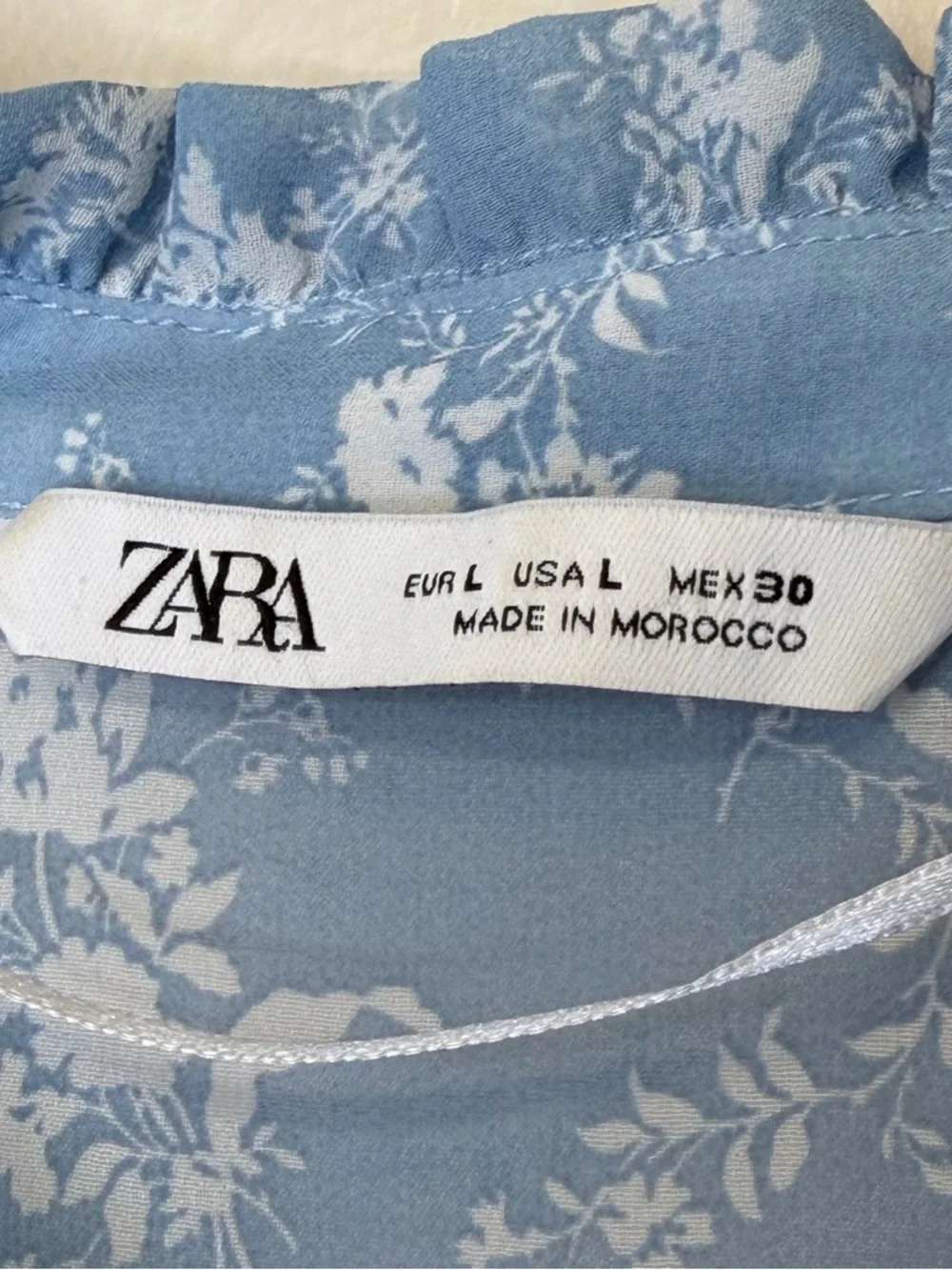 ZARA | Floral Pattern Feminine Ruffled Semi Sheer Breezy Relaxed Blouse - Picture 12 of 15